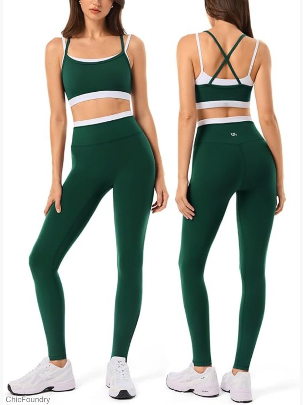 Seamless Workout Set with Padded Sports Bra and High-Rise Leggings Size Large